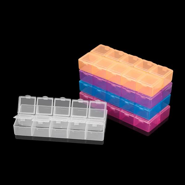 6 Color Plastic Double Row Jewelry Accessories Storage Box Case Holder Craft Organizer Beads Jewelry