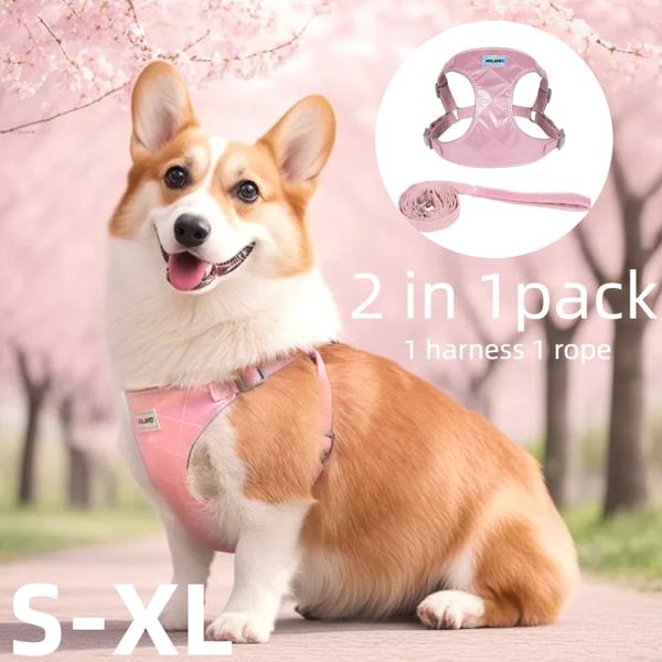 犬用ハーネスリーシュ小型中型犬調整可能な反射ソフトペットハーネス通気性猫ベストハーネスヨークシャーコーギー用品 製品:犬用ハーネスリード、小型犬用犬用ハーネス、中型犬用犬用ハーネス、調節可能な犬用ハー