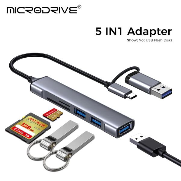USB C ハブ 3/5/6 in 1 メモリカード/USB フラッシュ/SD カードアダプター/USB 2.0/3.0/マイクロミニカードリーダー/TF カード 2/3/4/5/6 スロット用 1×