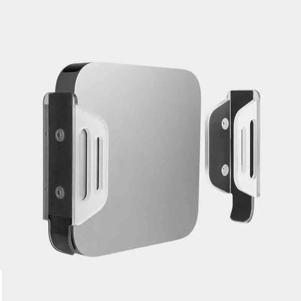 Apple Mac Mini 2023-2010 M1用の壁に取り付けられたアクリルブラケット 厚手のアクリル素材、防錆、軽量、そして美しい 製品カラー: 透明 梱包サイズ: 左右の吊り棚 + デスク