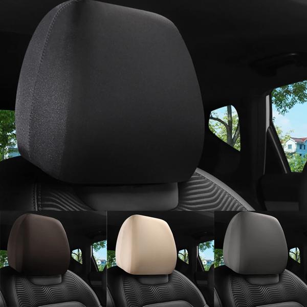 詳細: 車、トラック、SUV、自動車用のプレミアムファブリックヘッドレストカバー この大胆なデザインで、カーシートを簡単に手に入れることができます。 仕様: カラー: ブラック ディメンション: 図の