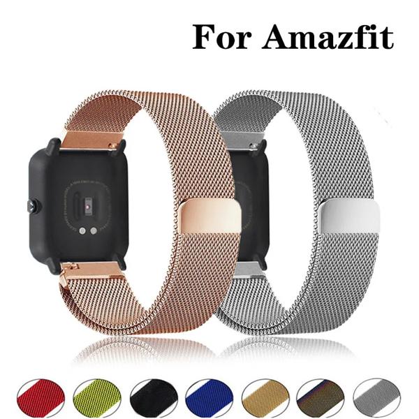 Amazfitウォッチ用ミラネーゼブレスレット,Amazfit gts/2/2e/gts2 mini/gtr 42mm/47mm/gtr2/2e/stratos用2/3/22mmメタルウォッチストラッ