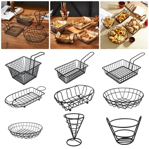 真新しい高品質の素材: 鉄の金属スタイル: 図のような形状: ボート、丸い、狭い、バスケットの数量: 1個の特徴: -チップ & ディップサービングバスケット-スチーム野菜用でもあります-調理