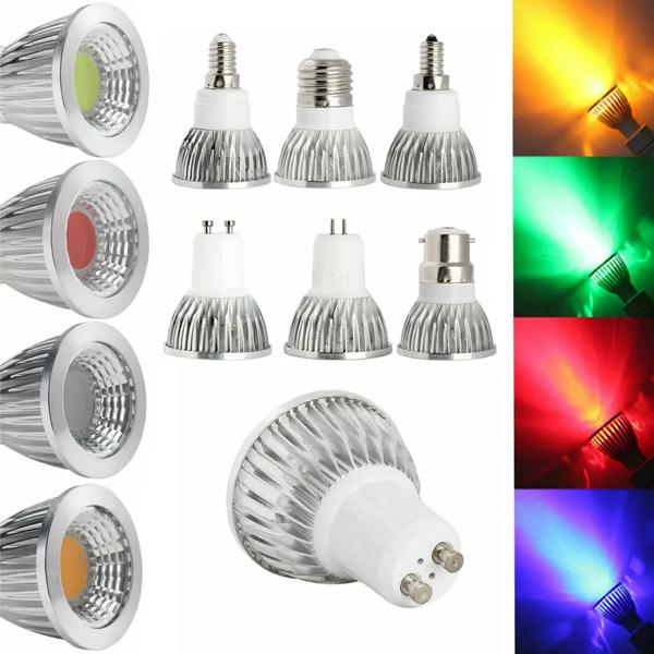 LED ライト 6 ワット 9 ワット 12 ワット COB GU5.3 GU10 E27 E14 E12 LED 調光スポーツライトランプハイパワー電球赤、緑、青、黄 AC 110V 220V 特徴