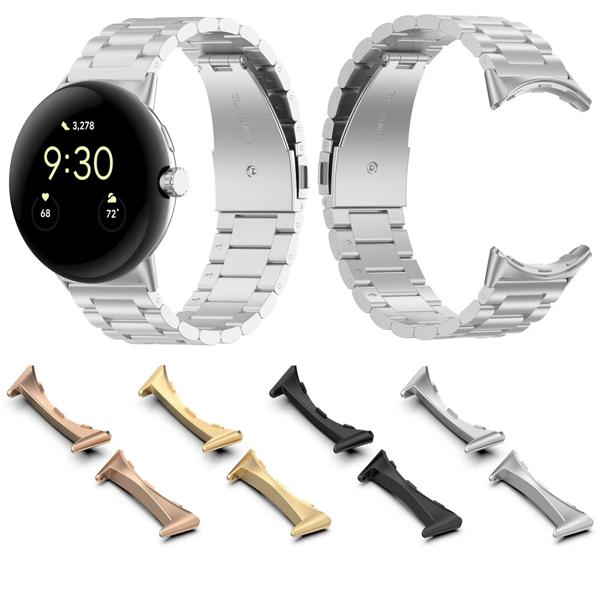 Google Pixel Watch 3 2 1用ステンレススチールコネクタアダプタ,20mm〜22mm,ユニバーサルウォッチストラップアクセサリ,1ペア 説明: 変換後の適切なストラップ幅: 20m