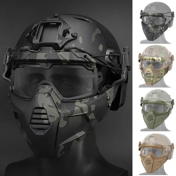 製品仕様: ●名前: ゴーグル付き戦術マスク ●重量：約280g ●マスクサイズ: 20*12cm ●ゴーグルサイズ: 18.5*8.5cm ●材質: TPE + ABS プラスチック + PC レン