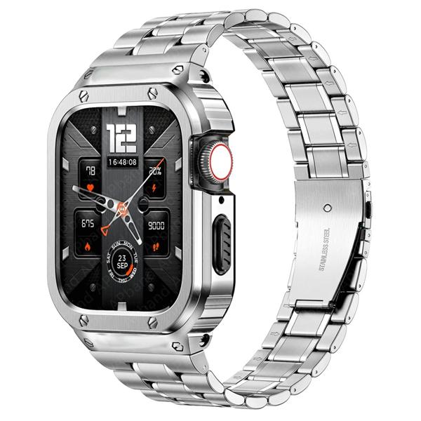 Apple Watch用ステンレススチールストラップとケース,iwatchシリーズ5 se 6 7用バンパーフレームカバー,45mm,44mm 説明: 1.100% 真新しい高品質。 2.挿入と取り外