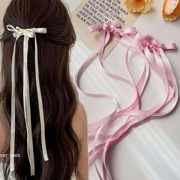 リボン付きカワイイバレエヘアクリップ,かわいい編み込みヘアクリップ,サテンの春の髪留め,女性と女の子のためのヘアアクセサリー 100% 真新しい高品質の製品名: サテンボウノットヘアクリップファッショ