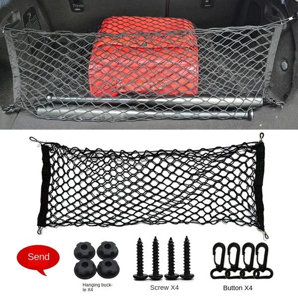 説明: 材料:ナイロン カラー:ブラック サイズ: 二重層90cm x 30cm (ラゲッジネット4フック4ラウンドペンダント4ネジを含む) 二重層90cm x 60cm (ラゲッジネット4フック4ラ