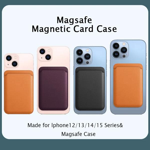 Magsafe-磁気カードホルダー付きレザーウォレットケース,i Phone 15 pro max 14 13 12と互換性があります