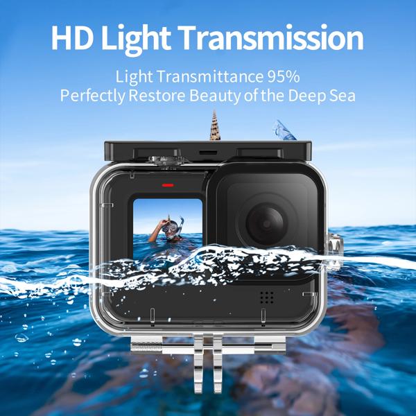 TELESIN 60 メートル防水ケース水中強化ガラスダイビングハウジングカバーレンズフィルター Go Pro Hero 9 10 11 12 13 ブラックカメラアクセサリー Please atte