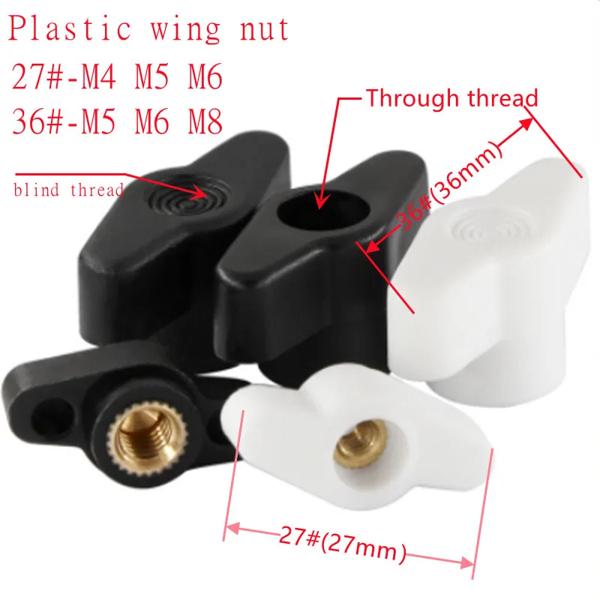 プラスチック製バタフライヘッドノブサムナット,m4 m5 m6 27 #36 # ヘッド直径プラムベークライトハンドタイトナット