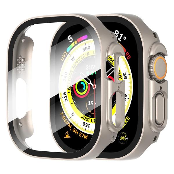 Apple Watch Ultra用保護ケース,耐衝撃性,強化ガラス,iwatchシリーズ用,49mm 互換性: Apple Watchシリーズと互換性があります。スクリーンプロテクター付きの超薄型P
