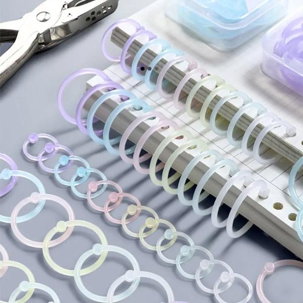 プラスチックリングバインダー,10/15/32ピース,15/20/25mm,アルバム,サークル,キングリング,ルーズリーフ,ブックフープ,オフィス用製本用品 Name: ルーズリーフリング 材料: プ