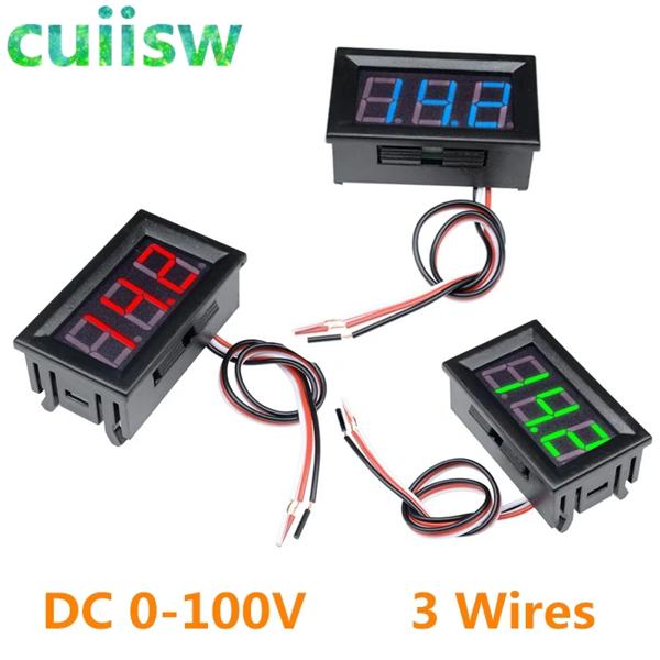 サイズ: 約46x29x22mm 精度: 1% 表示モード: 3桁 範囲: dc 0v-30v/dc 0v-100v フィード入力範囲: dc 4,5-30v/100v 動作電流: 20ma未満 表示