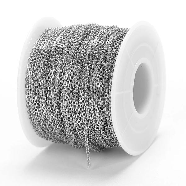 ネックレスやブレスレットを作るための10メートルのステンレス鋼クロスチェーン,20/1/1/2mm,DIY 材料: ステンレス鋼。 >> パッケージを含む: 10メートル/ロット >