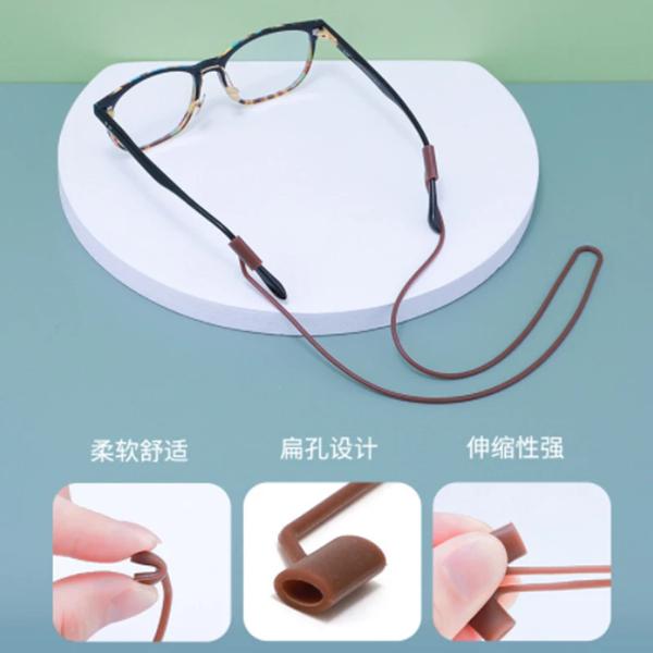 サングラス用の調節可能なストラップ,滑り止め,柔らかく弾力性のある,スポーツ用のフラットホール付きシリコンコード サイズ: 長さ: 伸縮性約56cm/カラー: 写真のように/数量: 1個/素材: シリ