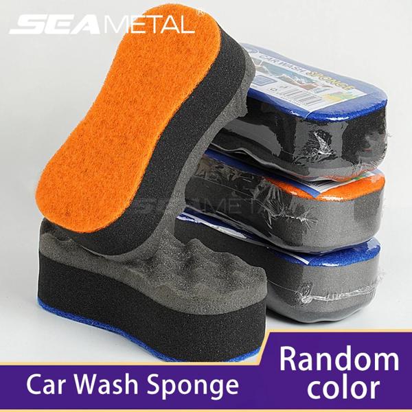Seametal-車用の3層クリーニングスポンジ,ほこりを取り除き,ケアツール,アクセサリー,1個仕様:名前: 洗車スポンジColor: ランダムサイズ: 22cm x 10.5cm x 7cm (8