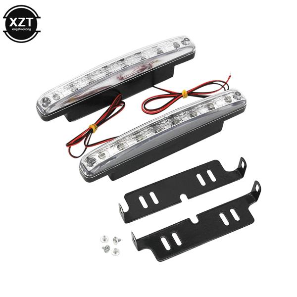 8 LEDデイタイムランニングライト,デイライト,フォグライト,ドライビングライト,耐久性,12V,1ペア 仕様: サイズ: 長さ: 155mm 中央の最も広いポイント: 44mm ランプ表面幅: 1