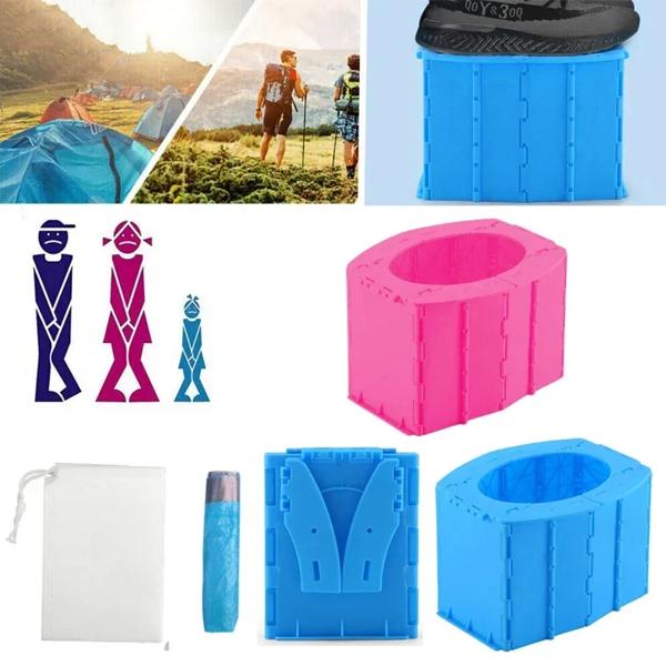 機能: ふた付きのポータブルトイレは、高品質のABSプラスチックで作られており、持ち運びが簡単で、簡単に保管できるように折りたたみ可能なデザインです。 複数の用途: トイレだけでなく、スツール、ゴミ箱