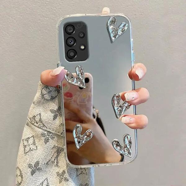 Luxury Glitter 3D Love Heart Mirror Silicone Case For Samsung Galaxy A72 A73 A52 A53 A32 A13 4G 5G C