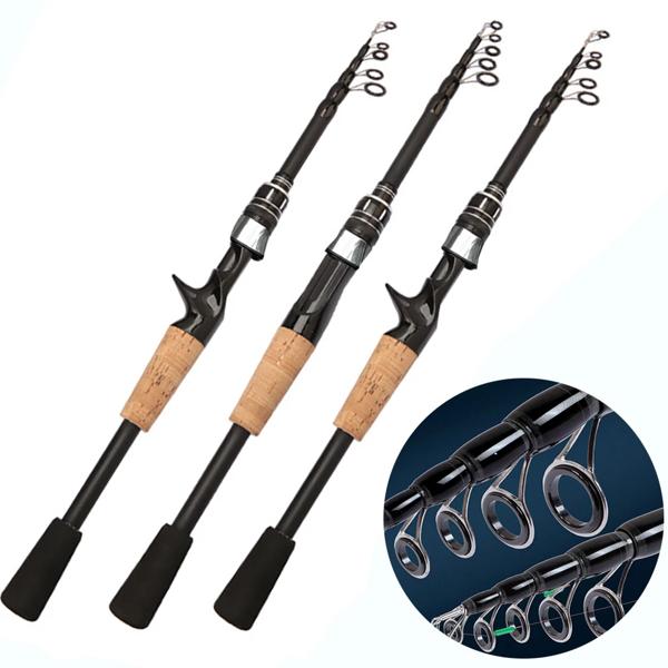 超軽量伸縮スピニング/キャスティングロッド,1.5m/1.8m/2.1m/2.4m 1.カーボンファイバー素材、パワフル、センシティブ、軽量。 2.高強度で耐久性のあるリールシート、強力で滑りにくい。