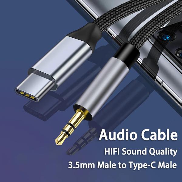 USB Type-CデジタルDACケーブル,3.5mm補助ケーブル 機能 USB-C個のデバイスをカーステレオ、ホームステレオ、スピーカー、ヘッドフォン、または標準の3.5mmオーディオジャックまたは