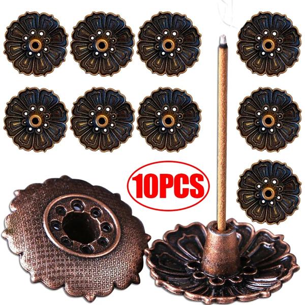 プレースホルダー Lots Lotus Flower Incense Burner Alloy Incense Dispenser Stick Holder Home Buddhism Decorat