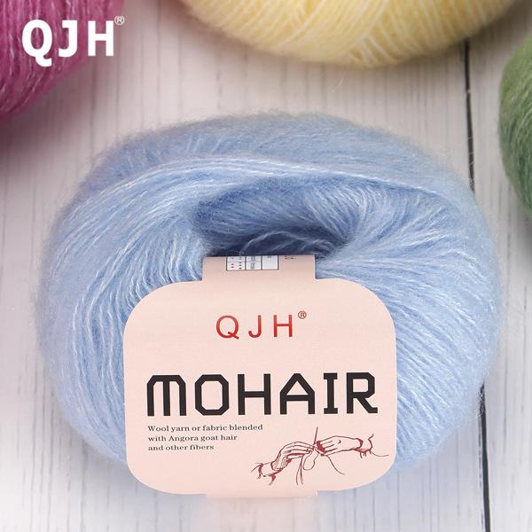 Qjh-かぎ針編みと編み物用の細かいモヘア糸,25g,柔らかく,暖かく,軽量,60% モヘア40% アクリルショールスカーフ,1個名前: モヘア混紡糸繊維含有量: モヘア60% アクリル40%重量: 