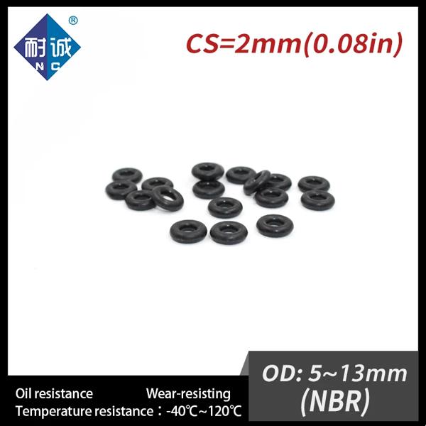 50 ピース/ロットニトリルゴム黒 NBR O リング CS 2 ミリメートル外径 5/5.5/6/6.5/7/8/8.5/9/10/10.5/11/11.5/12/13*2 ミリメートル O リング