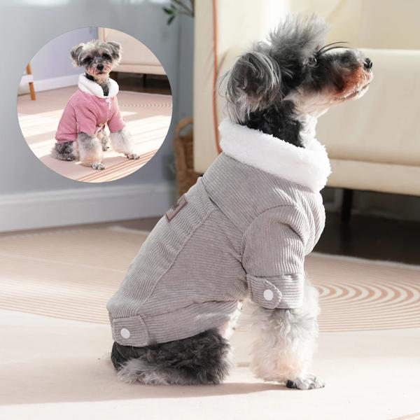 冬の暖かい犬の服,中小規模の猫のためのフリースのジャケット,子犬,子猫,コート,シュナウザー,ヨークシャー,チワワ,ペットの衣装 製品: 犬の服 カラー: グレー、ピンク 小型中型犬猫 (チワワ、ヨー